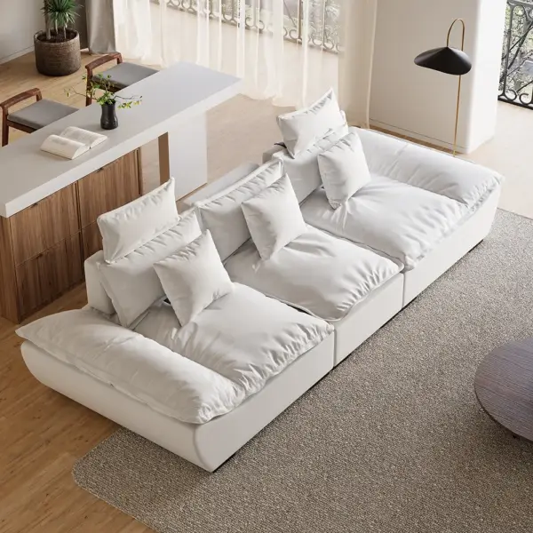 2780mm Modern White Leath-Aire 3 Seater Deep Sofa with Adjustable Backrest Sailboat - Image 7