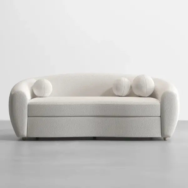 2080mm Modern White Teddy Velvet 3 Seaters Curved Sofa for Living Room - Image 7