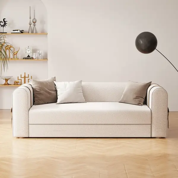 2220mm Modern White Boucle 3-Seater Sofa Upholstered Convertible with Side Storage - Image 2