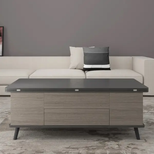 5 Pieces Lift Top Coffee Table Set with Storage Convertible Dining Table with Ottomans - Image 3