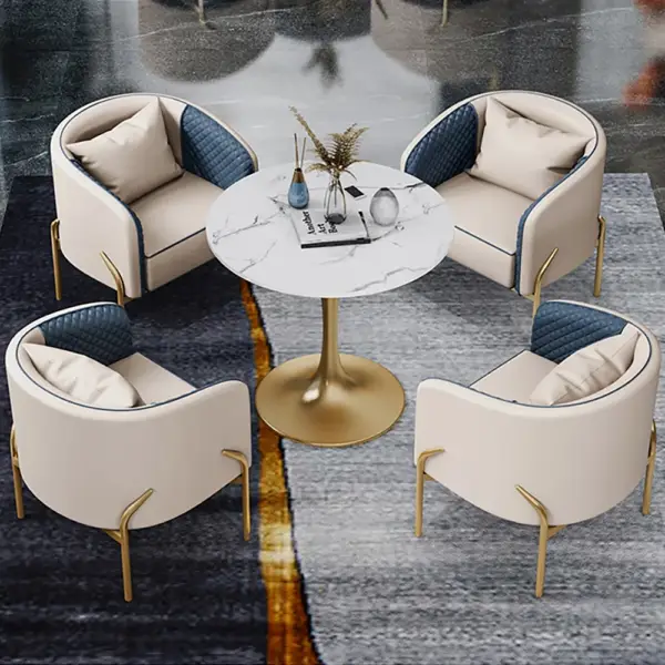 Modern Accent Chair Tufted Upholstered PU Leather Accent Chair in Gold - Image 3