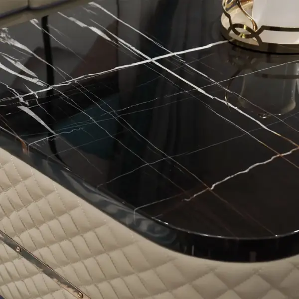 Modern Marble Coffee Table with Storage in Black - Image 7