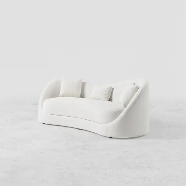 Luxury 2130mm Off White Velvet Upholstered Sofa 3-Seater Sofa Solid Wood Frame - Image 11