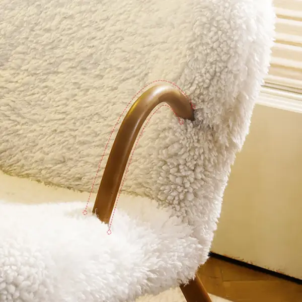 White Boucle Upholstery Rocking Chair Solid Wood Accent Chair in Walnut - Image 5