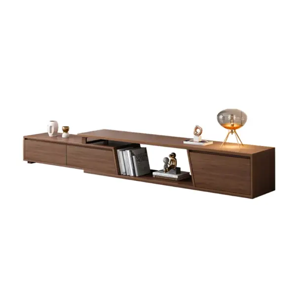 Fero Minimalist Walnut Rectangle Extendable TV Stand with 3 Drawers Up to 3048mm - Image 6