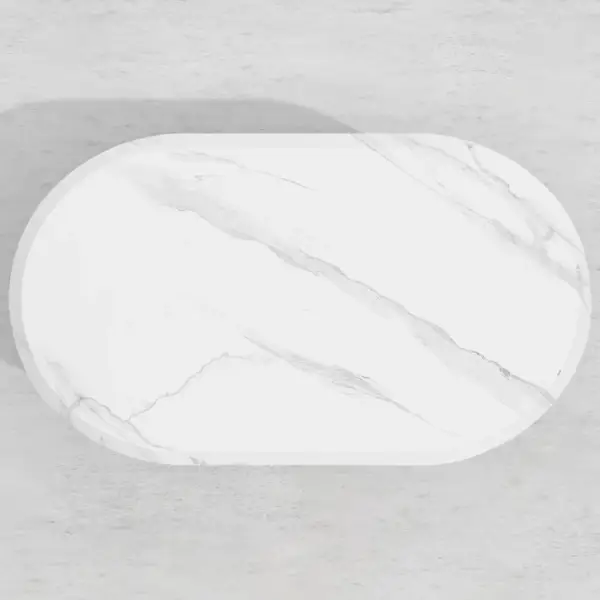 2-Tiered Modern Marble Coffee Table Black & White with Shelf Metal Frame - Image 4