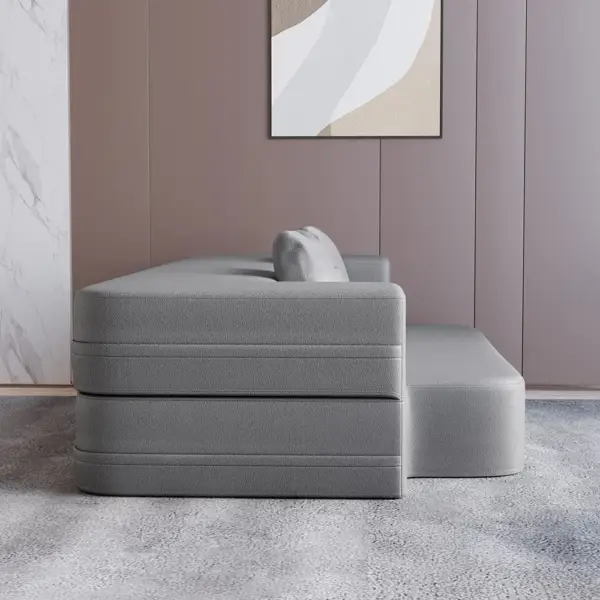 2000mm Modern Folding Sofa Bed Leath-Aire Upholstered Full Sleeper - Image 7