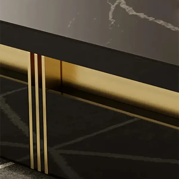 Trimied 1100mm Modern Black Square Storage Coffee Table Stone Top & 4 Wood Drawers - Image 12
