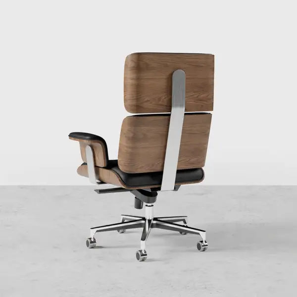 Modern Black Home Office Chair Swivel Upholstered Wooden Desk Chair Adjustable Height - Image 10