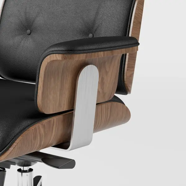 Modern Black Home Office Chair Swivel Upholstered Wooden Desk Chair Adjustable Height - Image 11