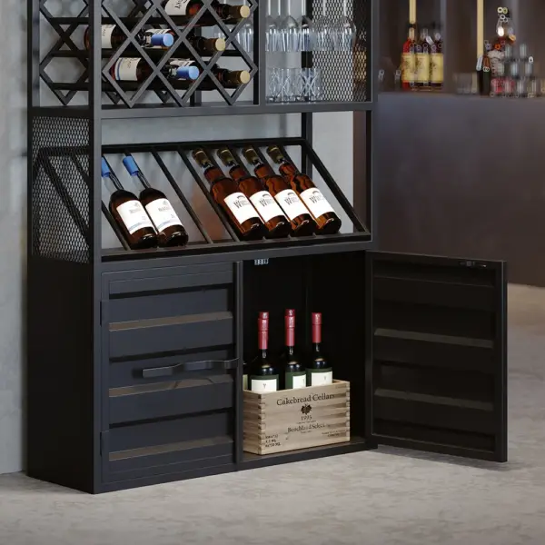 1800mm Industrial Standing Wine Rack Glass Rack in Black - Image 5