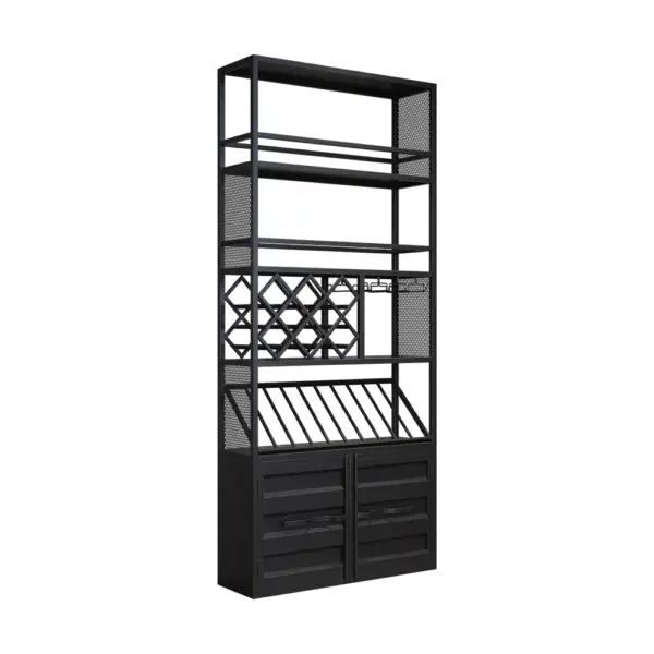 1800mm Industrial Standing Wine Rack Glass Rack in Black - Image 8