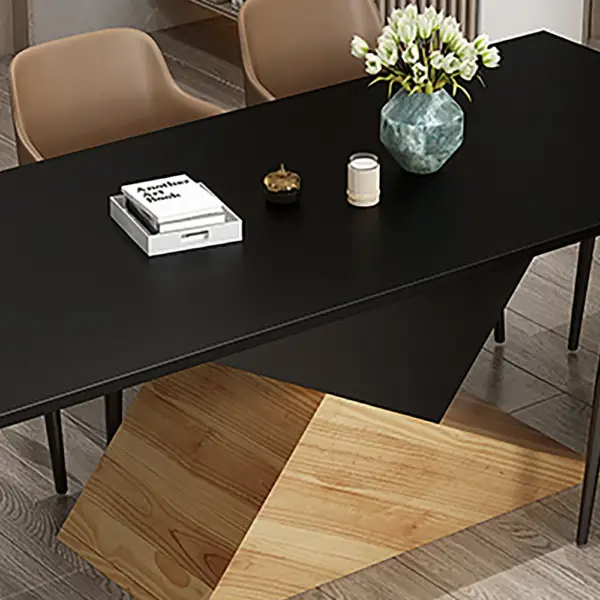 6~8 Seater Black Rectangular Dining Table Solid Wood Dinner Table - Image 4