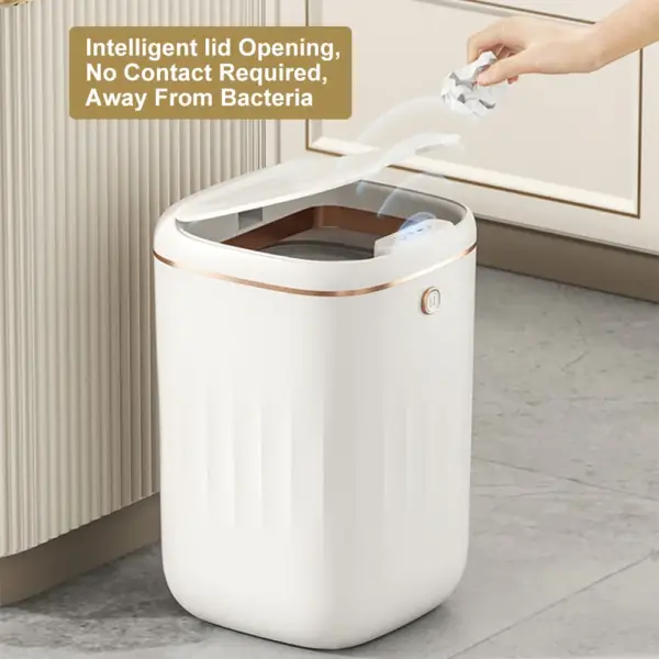 Automatic Touchless Motion Sensor Trash Can White Smart Garbage Can for Bathroom Kitchen - Image 7