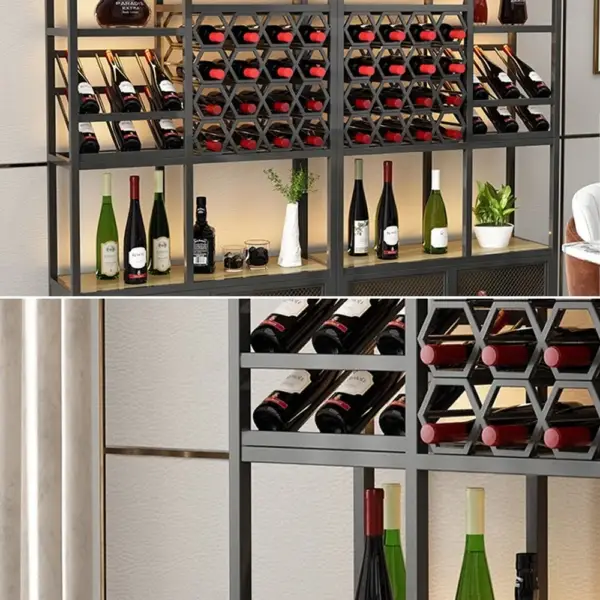 Industrial Standing Wine Rack with Glass Rack - Image 4