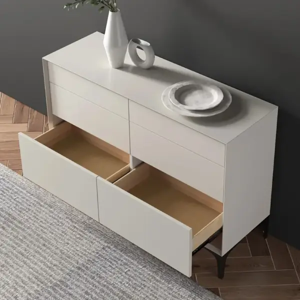 1200mm Minimalist Off White Dresser Accent 6-Drawer Cabinet - Image 3