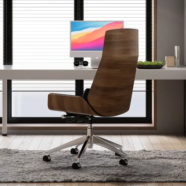 Black Faux Leather Office Chair Desk Chair with Wheels & Adjustable Height - Image 8