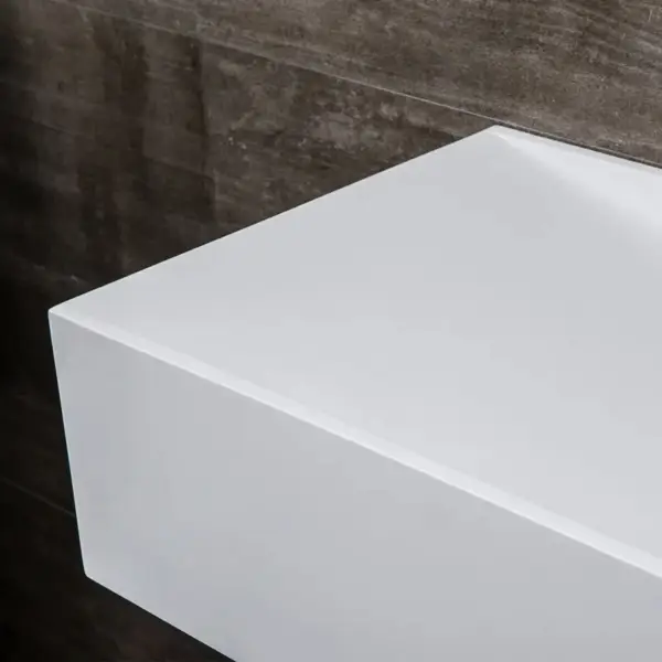 900mm Wall-Mount Stone Resin Wash Basin in Matte White with Storage Cubby Hole - Image 7