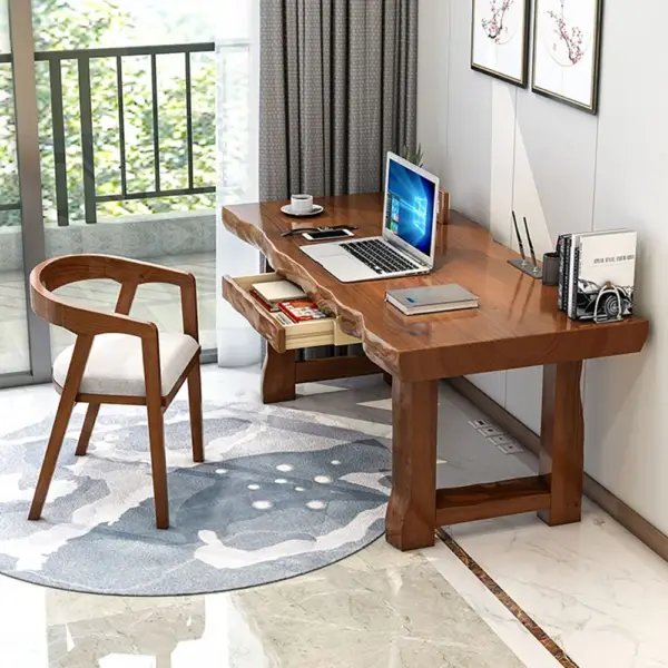 1200mm Rustic Computer Writing Desk with Drawer Pine Wood Desk - Image 3