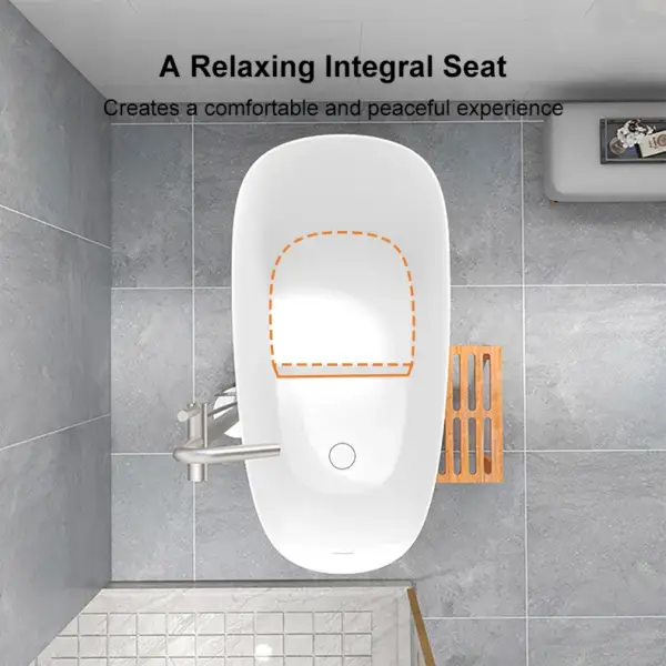 1200mm Modern Oblique Deep Freestanding Matte White Stone Resin Japanese Soaking Bath - Image 7