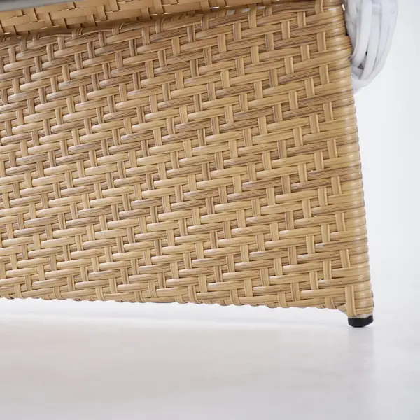 Hofer Rattan Outdoor Wingback Chair with White Cushion Pillow with Arched Bottom - Image 5