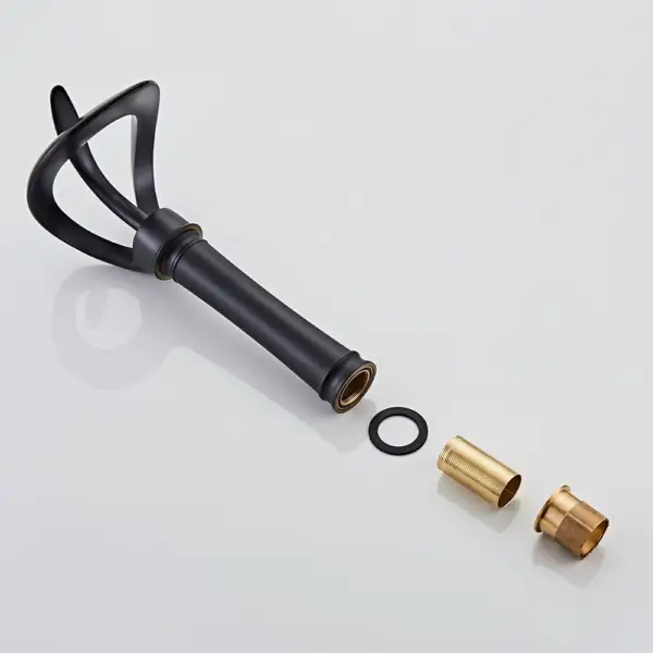 Modern Elegant Waterfall Bathroom Countertop Basin Tap Single Handle Solid Brass Black - Image 15