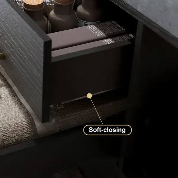 Modern 1000mm Floating Black Bathroom Vanity Stone Top Wall Mounted Bathroom Cabinet - Image 2
