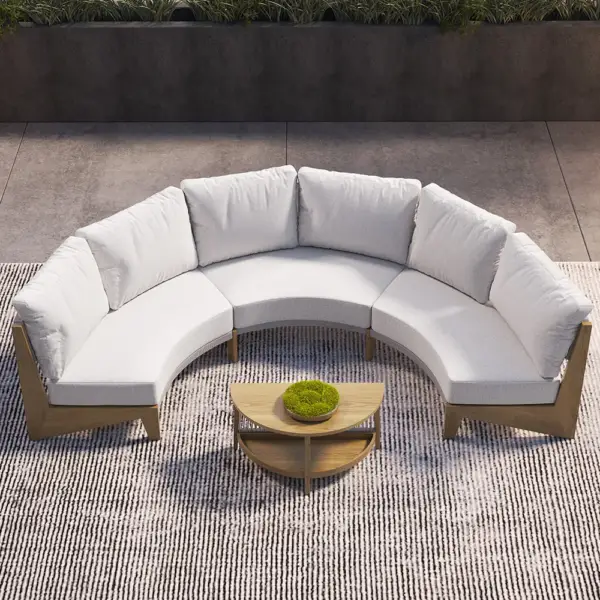 8 Pieces Farmhouse Curved Modular Outdoor Patio Sectional Sofa Set with Coffee Table - Image 4