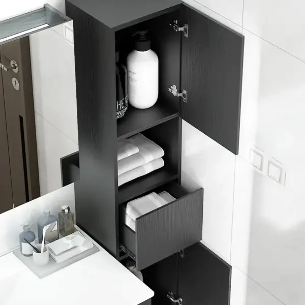 Modern Bathroom Cabinet with Drawers Wall Mounted Bathroom Cabinet with Doors with Shelf - Image 2