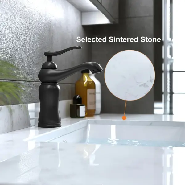 900mm Floating Bathroom Vanity with Faux Marble Countertop Basin Wall Mounted - Image 21