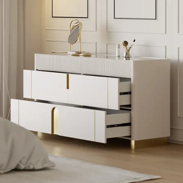 Artus 1500mm 6 Drawer Dresser Glass Top Closet Island with Jewelry Display Storage - Image 3