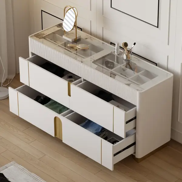 Artus 1500mm 6 Drawer Dresser Glass Top Closet Island with Jewelry Display Storage - Image 6