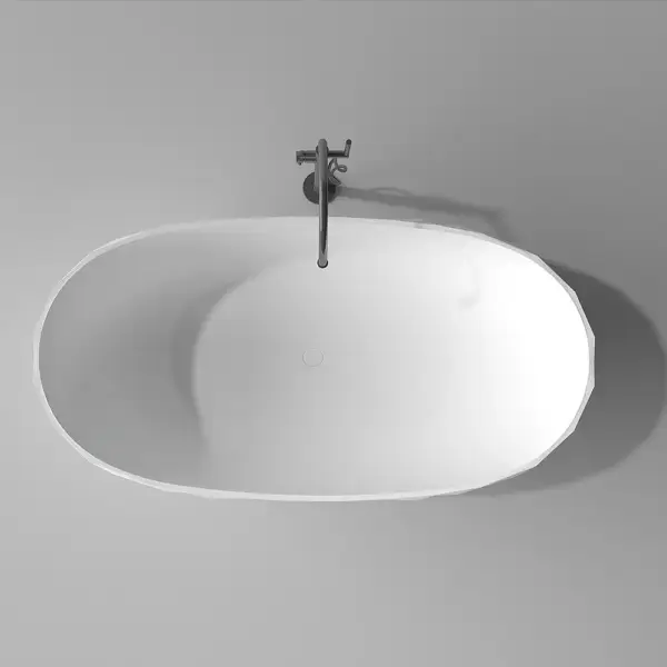 1640mm Diamond-Cut Freestanding Soaking Solid Surface Bathtub Bathtub - Image 9