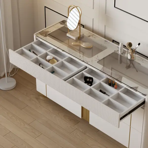 Artus 1500mm 6 Drawer Dresser Glass Top Closet Island with Jewelry Display Storage - Image 4