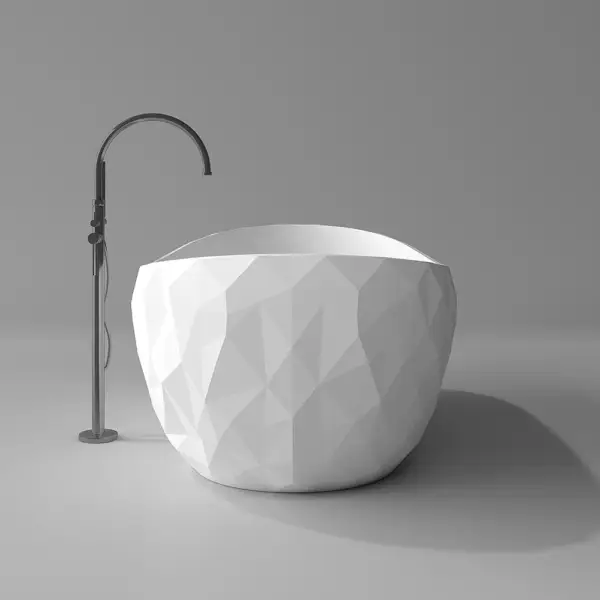 1640mm Diamond-Cut Freestanding Soaking Solid Surface Bathtub Bathtub - Image 6