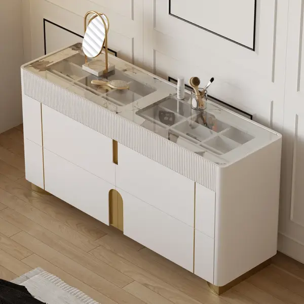 Artus 1500mm 6 Drawer Dresser Glass Top Closet Island with Jewelry Display Storage - Image 5