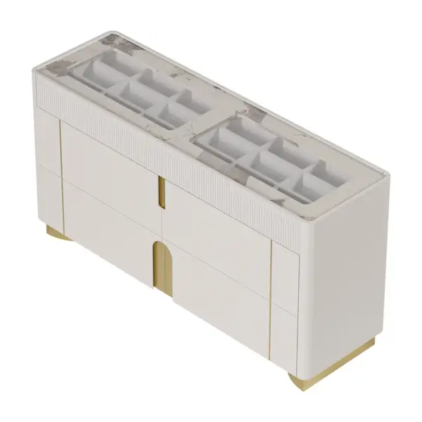 Artus 1500mm 6 Drawer Dresser Glass Top Closet Island with Jewelry Display Storage - Image 11