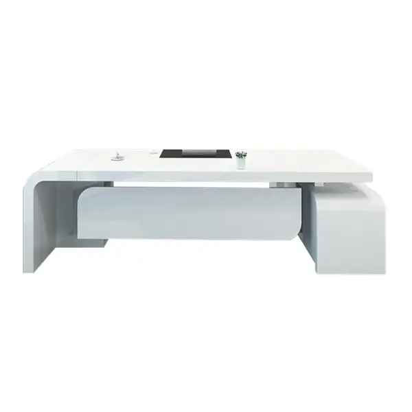 Chicent L-shaped Modern Executive Desk with Ample Storage Left Hand in White - Image 9