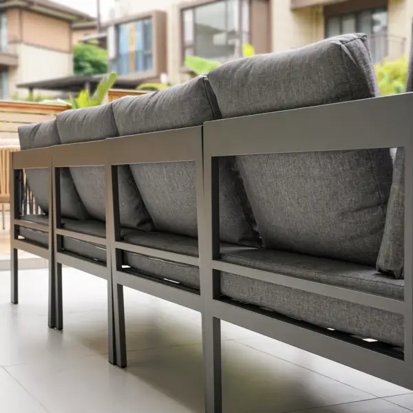 7 Pieces Modern L Shape Patio Outdoor Sectional Sofa Set with Coffee Table in Gray for 6 - Image 13
