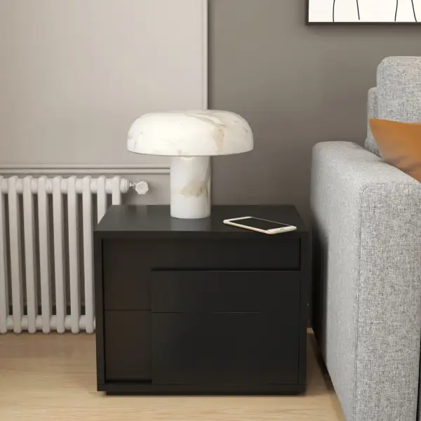 Modern Black Rectangle Nightstand with 2 Drawers - Image 6
