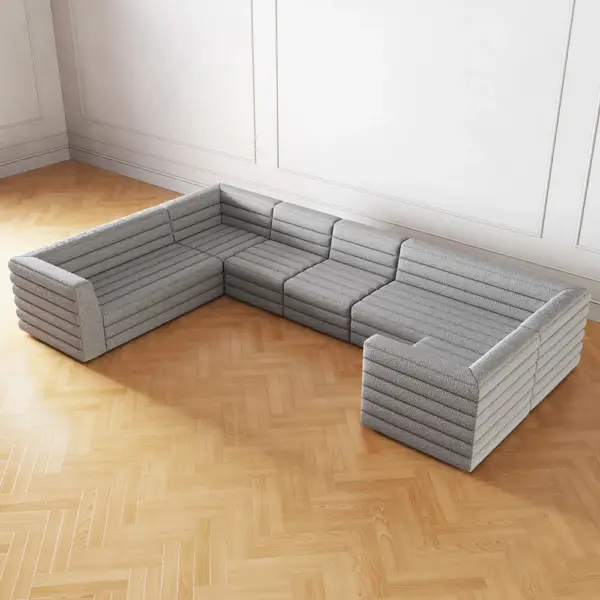 3200mm U-Shaped Modern Grey Boucle Modular Sectional Sofa for 8 Seaters - Image 12