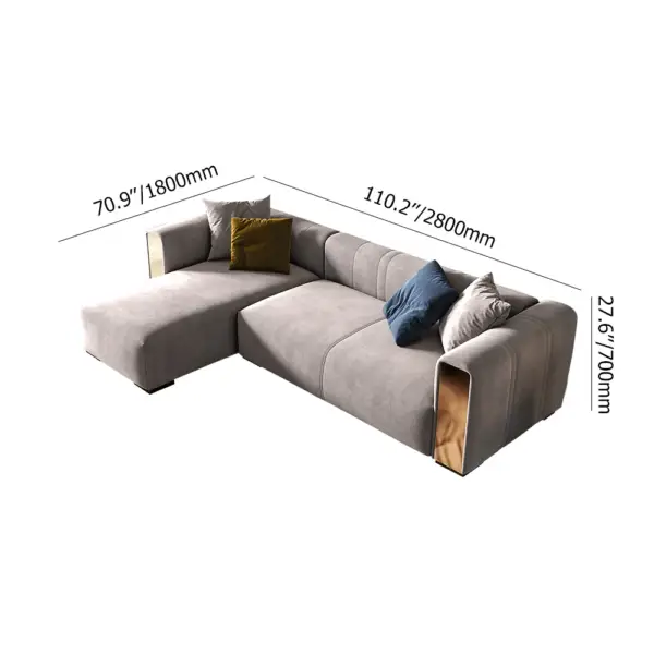 Veln 2800mm L-Shape Grey Velvet Upholstered Sectional Sofa with Left Chaise - Image 10