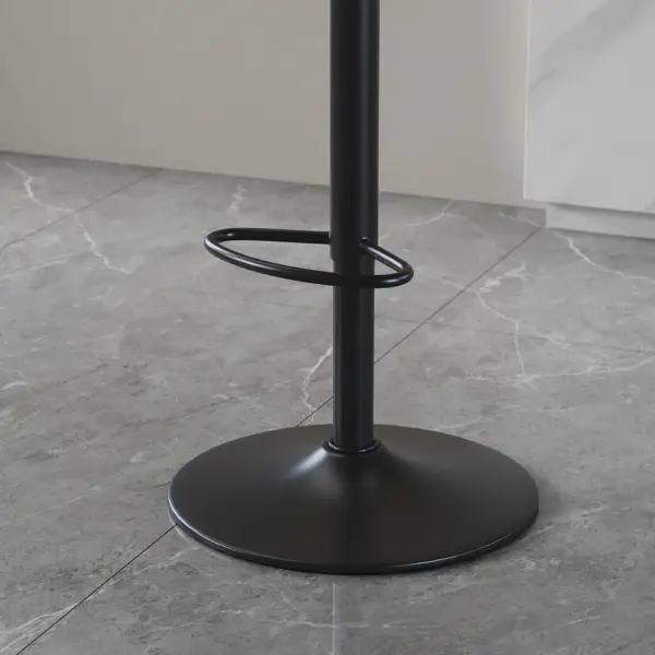 Backrest Adjustable Height PU Leather Upholstered Swivel Bar Stool - Image 4