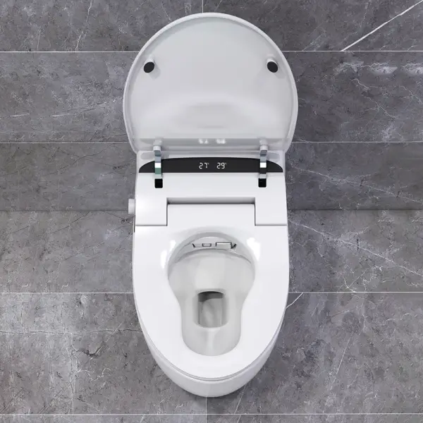 Black One-Piece Floor Mounted Elongated Smart Toilet & Bidet with Seat Horizontal Outlet - Image 8