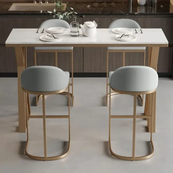 Modern Gray PU Leather Bar Height Stools (Set of 2) Cesca Counter Stool with Back - Image 2