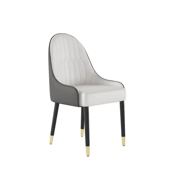 Darg Modern PU Leather Dining Chairs Set of 2 in White & Grey with Metal Legs - Image 5