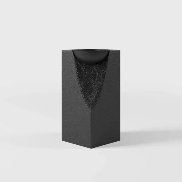 870mm Japandi Tall Stone Resin Pedestal Basin with Rounded Basin Freestanding in Black - Image 9
