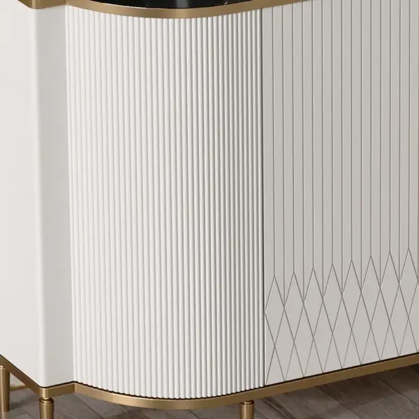 White Luxury 2-Door Sideboard Buffet Sintered Stone Top Modern Sideboard Cabinet in Gold - Image 5