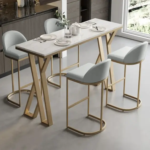 Modern Gray PU Leather Bar Height Stools (Set of 2) Cesca Counter Stool with Back