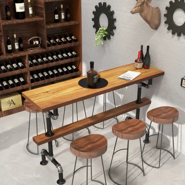 1300mm Industrial Rectangular Bar Table Natural Industrial Pub Table - Image 2
